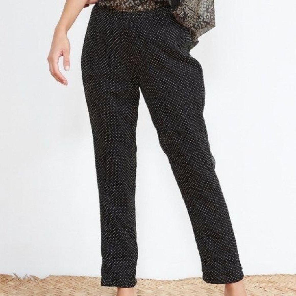Mes Demoiselles Elastic Drawstring Pull On Tapered Slim Cut Embellished Pants